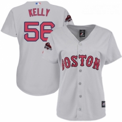 Womens Majestic Boston Red Sox 56 Joe Kelly Authentic Grey Road 2018 World Series Champions MLB Jersey