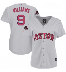 Womens Majestic Boston Red Sox 9 Ted Williams Authentic White Fashion 2018 World Series Champions MLB Jersey