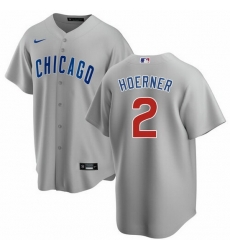 Men Chicago Cubs 2 Nico Hoerner Grey Cool Base Stitched Baseball jersey