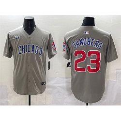 Men Chicago Cubs 23 Ryne Sandberg Grey Limited Stitched Baseball Jersey