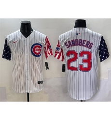 Men Chicago Cubs 23 Ryne Sandberg White Pinstripe 2025 Independence Day Vapor Premier Limited Stitched Baseball Jersey Men Chicago Cubs 23 Ryne Sandberg White Pinstripe 2025 Independence Day Vapor Premier Limited Stitched Baseball Jersey