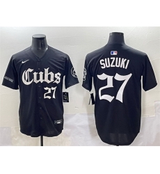 Men Chicago Cubs 27 Seiya Suzuki Black 27Gothic North Side Edition 27 Vapor Premier Limited Stitched Baseball Jersey Men Chicago Cubs 27 Seiya Suzuki Black 27Gothic North Side Edition 27 Vapor Premier Limited Stitched Baseball Jersey