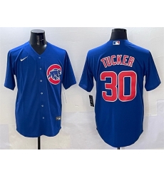 Men Chicago Cubs 30 Kyle Tucker Royal Cool Base Stitched Baseball Jersey Men Chicago Cubs 30 Kyle Tucker Royal Cool Base Stitched Baseball Jersey