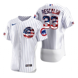 Men Chicago Cubs 33 Jim Adduci Men Nike White Fluttering USA Flag Limited Edition Flex Base MLB Jersey