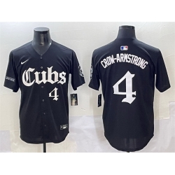 Men Chicago Cubs 4 Pete Crow Armstrong Black  27Gothic North Side Edition 27 Vapor Premier Limited Stitched Baseball Jersey