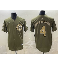 Men Chicago Cubs 4 Pete Crow Armstrong Olive 2026 Armed Forces Day Stitched Baseball Jersey Men Chicago Cubs 4 Pete Crow Armstrong Olive 2026 Armed Forces Day Stitched Baseball Jersey