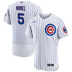 Men Chicago Cubs 5 Christopher Morel White Flex Base Stitched Baseball Jersey