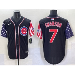 Men Chicago Cubs 7 Dansby Swanson Black 2025 Independence Day Vapor Premier Limited Stitched Baseball Jersey