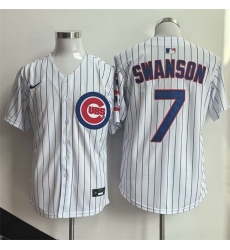 Men Chicago Cubs  7 Dansby Swanson White Home Limited Stitched Baseball Jersey