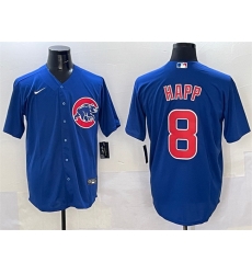 Men Chicago Cubs 8 Ian Happ Royal Cool Base Stitched Baseball Jersey