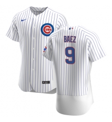 Men Chicago Cubs 9 Javier Baez Men Nike White Home 2020 Flex Base Player Jersey