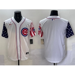 Men Chicago Cubs Blank White 2025 Independence Day Vapor Premier Limited Stitched Baseball Jersey
