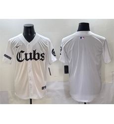 Men Chicago Cubs Blank White  27Gothic North Side Edition 27 Vapor Premier Limited Stitched Baseball Jersey