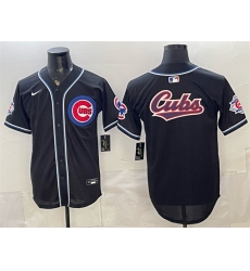 Men Chicago Cubs Team Big Logo 2026 Fashion Replica Black Out Stitched Baseball Jersey