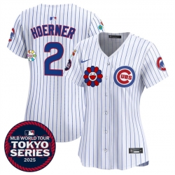 Women Chicago Cubs 2 Nico Hoerner White 2025 Tokyo Series Limited Stitched Baseball Jersey