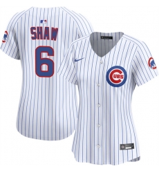 Women Chicago Cubs 6 Matt Shaw White Home Limited Stitched Baseball Jersey