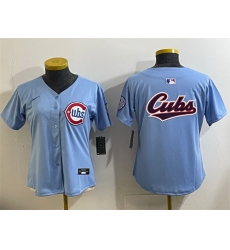 Women Chicago Cubs Team Big Logo Blue 2024 25 2nd Alternatemited Stitched Baseball Jersey