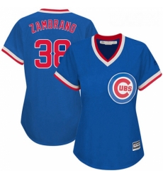 Womens Majestic Chicago Cubs 38 Carlos Zambrano Replica Royal Blue Cooperstown MLB Jersey