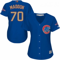 Womens Majestic Chicago Cubs 70 Joe Maddon Authentic Royal Blue 2017 Gold Champion MLB Jersey