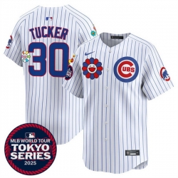 Youth Chicago Cubs 30 Kyle Tucker White 2025 Tokyo Series Limited Stitched Baseball Jersey