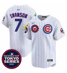 Youth Chicago Cubs 7 Dansby Swanson White 2025 Tokyo Series Limited Stitched Baseball Jersey