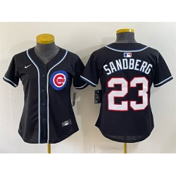 Youth Chicago Cubs  Ryne Sandberg 2026 Fashion Replica Black Out Stitched Baseball Jersey