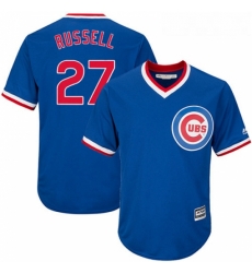 Youth Majestic Chicago Cubs 27 Addison Russell Replica Royal Blue Cooperstown Cool Base MLB Jersey