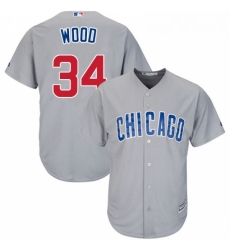 Youth Majestic Chicago Cubs 34 Kerry Wood Authentic Grey Road Cool Base MLB Jersey