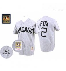 Mens Mitchell and Ness 1960 Chicago White Sox 2 Nellie Fox Authentic Grey Throwback MLB Jersey