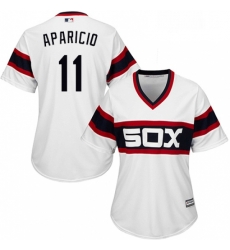 Womens Majestic Chicago White Sox 11 Luis Aparicio Replica White 2013 Alternate Home Cool Base MLB Jersey