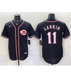 Men Cincinnati Reds  11 Barry Larkin 2026 Fashion Replica Black Out Stitched Baseball Jersey