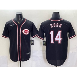 Men Cincinnati Reds  14 Pete Rose 2026 Fashion Replica Black Out Stitched Baseball Jersey
