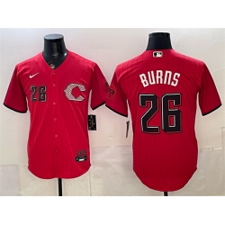 Men Cincinnati Reds  26 Chase Burns Red 2026 City Connect Stadium Stitched Baseball Jersey