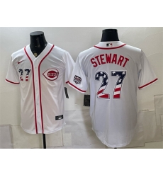Men Cincinnati Reds 27 Sal Stewart White 2026 USA 250 Fourth of July Home Stitched Baseball Jersey Men Cincinnati Reds 27 Sal Stewart White 2026 USA 250 Fourth of July Home Stitched Baseball Jersey