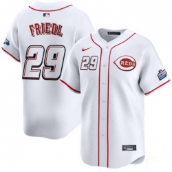 Men Cincinnati Reds 29 TJ Friedl White 2025 Speedway Classic Home Limited Stitched Baseball Jersey