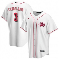 Men Cincinnati Reds 3 Jeimer Candelario White Cool Base Stitched Baseball Jersey