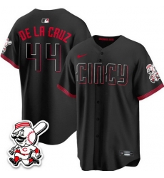 Men Cincinnati Reds  44 Elly De La Cruz Black City Connect With Patch Limited Stitched Baseball Jersey