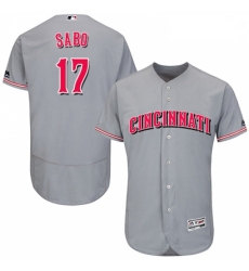 Mens Majestic Cincinnati Reds 17 Chris Sabo Grey Flexbase Authentic Collection MLB Jersey