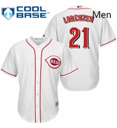 Mens Majestic Cincinnati Reds 21 Michael Lorenzen Replica White Home Cool Base MLB Jersey Mens Majestic Cincinnati Reds 21 Michael Lorenzen Replica White Home Cool Base MLB Jersey