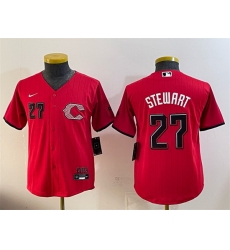 Women Cincinnati Reds 27 Sal Stewart Red 2026 City Connect Stadium Stitched Baseball Jersey Women Cincinnati Reds 27 Sal Stewart Red 2026 City Connect Stadium Stitched Baseball Jersey