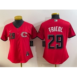 Women Cincinnati Reds  29 TJ Friedl Red 2026 City Connect Stadium Stitched Baseball Jersey