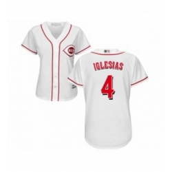 Womens Cincinnati Reds 4 Jose Iglesias Replica White Home Cool Base Baseball Jersey 