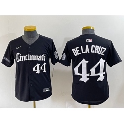 Youth Cincinnati Reds 44 Elly De La Cruz Black  27Gothic Queen City Edition 27 Vapor Premier Limited Stitched Baseball Jersey
