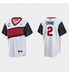 Men Cleveland Indians 2 Yu Chang Men Nike White 2021 Little League Class Game MLB Jersey