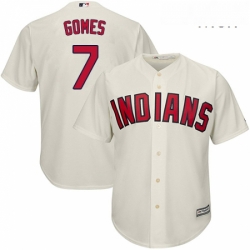 Mens Majestic Cleveland Indians 7 Yan Gomes Replica Cream Alternate 2 Cool Base MLB Jersey
