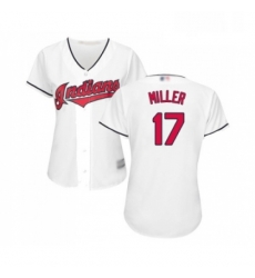 Womens Cleveland Indians 17 Brad Miller Replica White Home Cool Base Baseball Jersey 