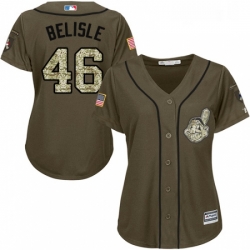 Womens Majestic Cleveland Indians 46 Matt Belisle Replica Green Salute to Service MLB Jersey 