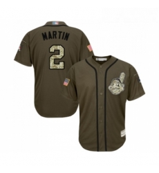 Youth Cleveland Indians 2 Leonys Martin Authentic Green Salute to Service Baseball Jersey 