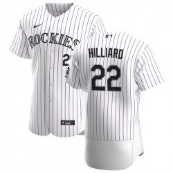 Men Colorado Rockies 22 Sam Hilliard Men Nike White Home 2020 Flex Base Player MLB Jersey