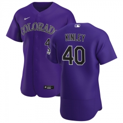 Men Colorado Rockies 40 Tyler Kinley Men Nike Purple Alternate 2020 Flex Base Player MLB Jersey